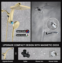 High Pressure Rain Shower Head: Upgrade Shower Heads with Handheld Spray Combo with Fixed Showerhead and 10 Sprays Handheld Shower Head, Detachable Shower head Built-in Power Jets