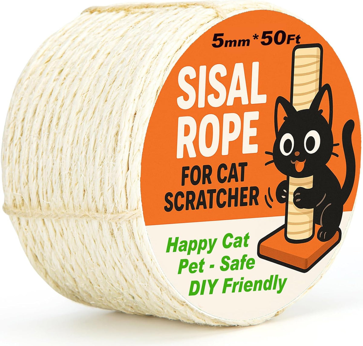 White Sisal Rope for Cat Tree and Scratching Post 5mm 1/5 Inch - White Φ5mm/0.2inch / 50FT