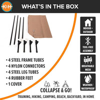 K&H Pet Products Cooling Elevated Dog Bed, Outdoor Raised Cot with Waterproof Breathable Mesh for Medium Dogs, Portable Place Bed with Heavy-Duty Metal Frame & Hammock Style Cover - Medium Tan