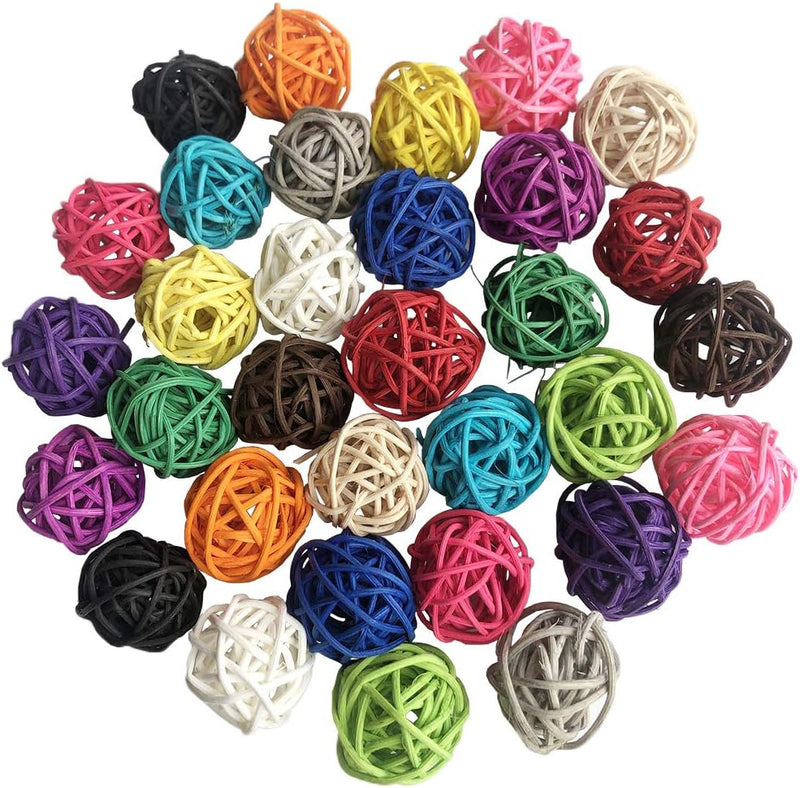 Benvo Rattan Balls 32 Pack 1.2 inch Wicker Ball Birds Quaker Parrot