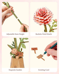 Wowood 3D wooden pink lily flower puzzle assembled model - view 24