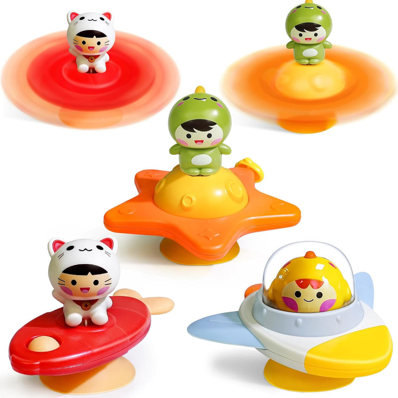 BEESTECH 3-pack suction cup spinner toys in bright colors