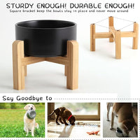 Petygooing Black Elevated/Raised Ceramic Dog Bowl for Medium and Large Breeds, Dog Food Water Dish with Stand,Pet Feeding Bowl with Anti Slip Rubber Large Dogs(1800ml 7.6 Cups)