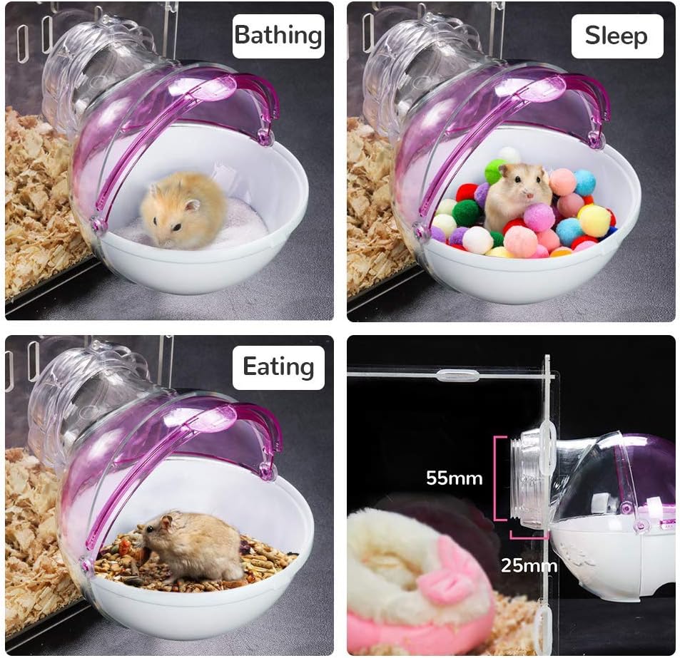 Hamster Bathroom Small Animal Sand Bath Container Removable Iron Wire - Pink - image 3