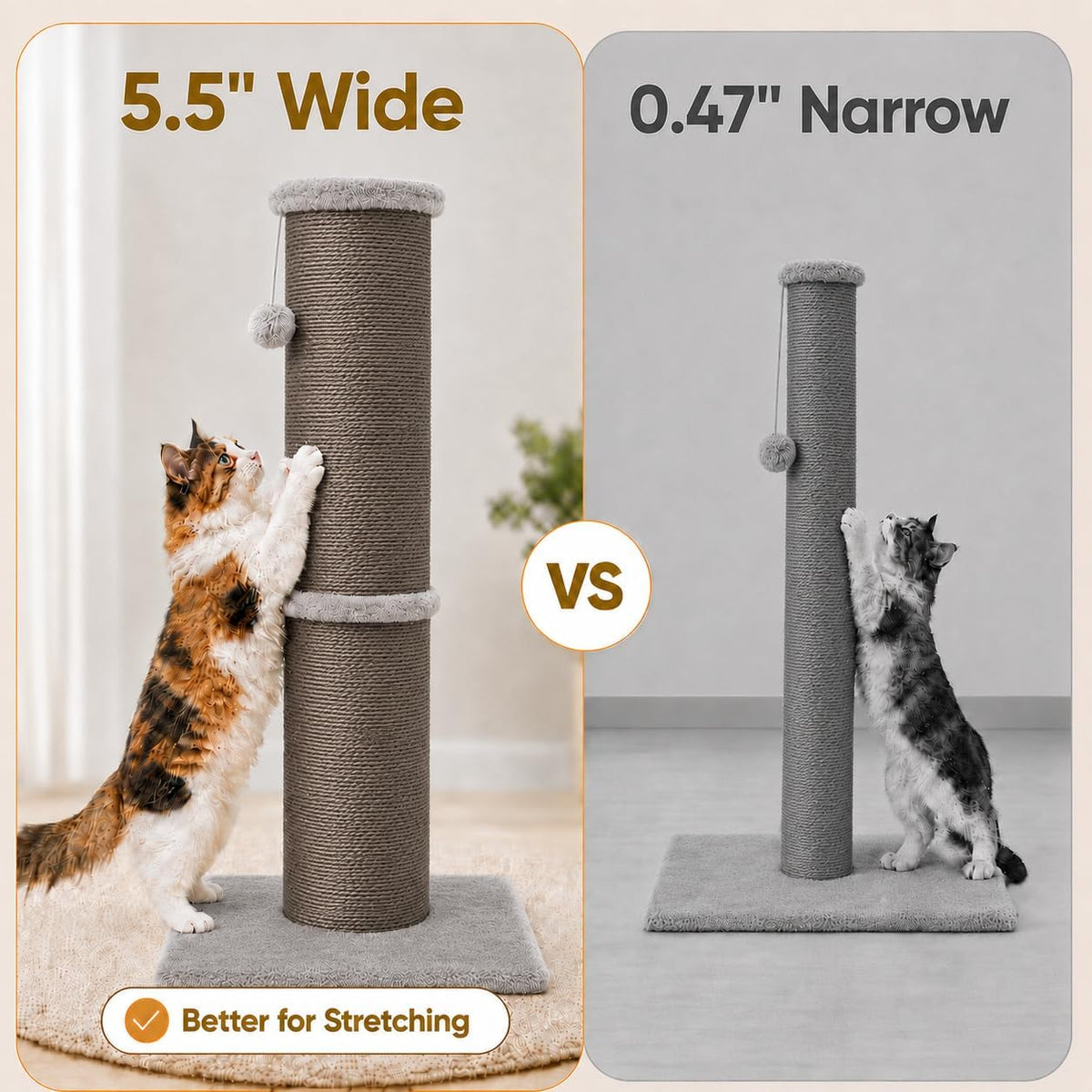 PAWSCRAT 32-Inch Tall Cat Scratching Post, Sisal - X-Large / Grey - image 4