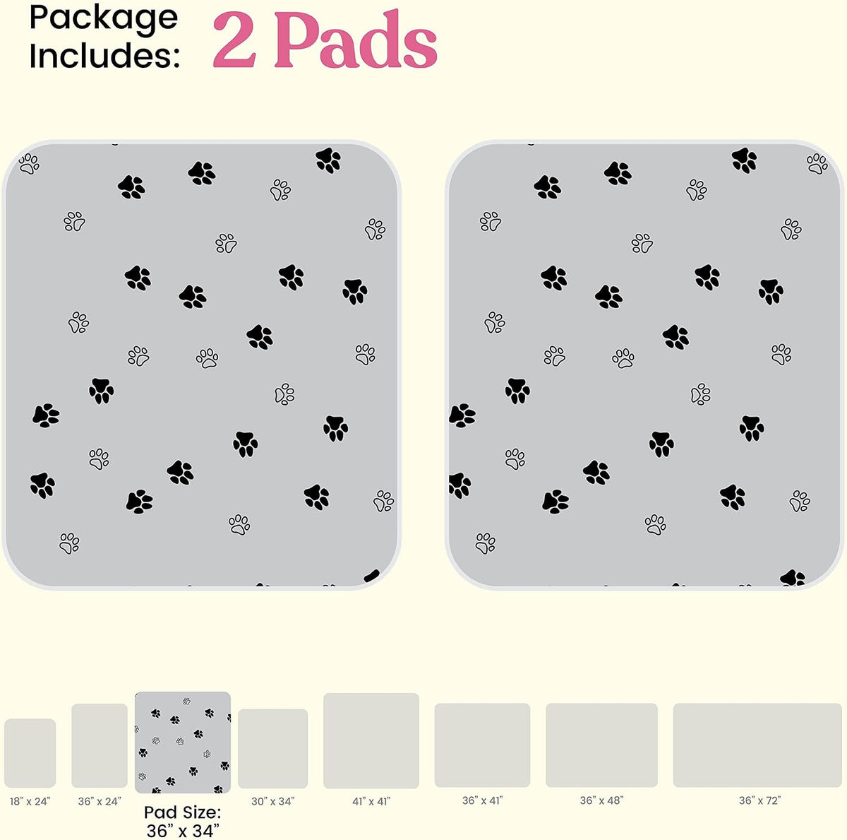 Super Absorbent Washable Pee Pads for Dogs - Rectangular - Gray / 34x36 - image 4