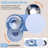 Automatic Cat Feeder Stainless Steel Water Dispenser Gravity Food - Blue - image 4
