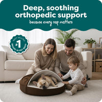 Furhaven 35" Round Orthopedic Dog Bed for Large/Medium Dogs w/ - Espresso / Medium - image 2