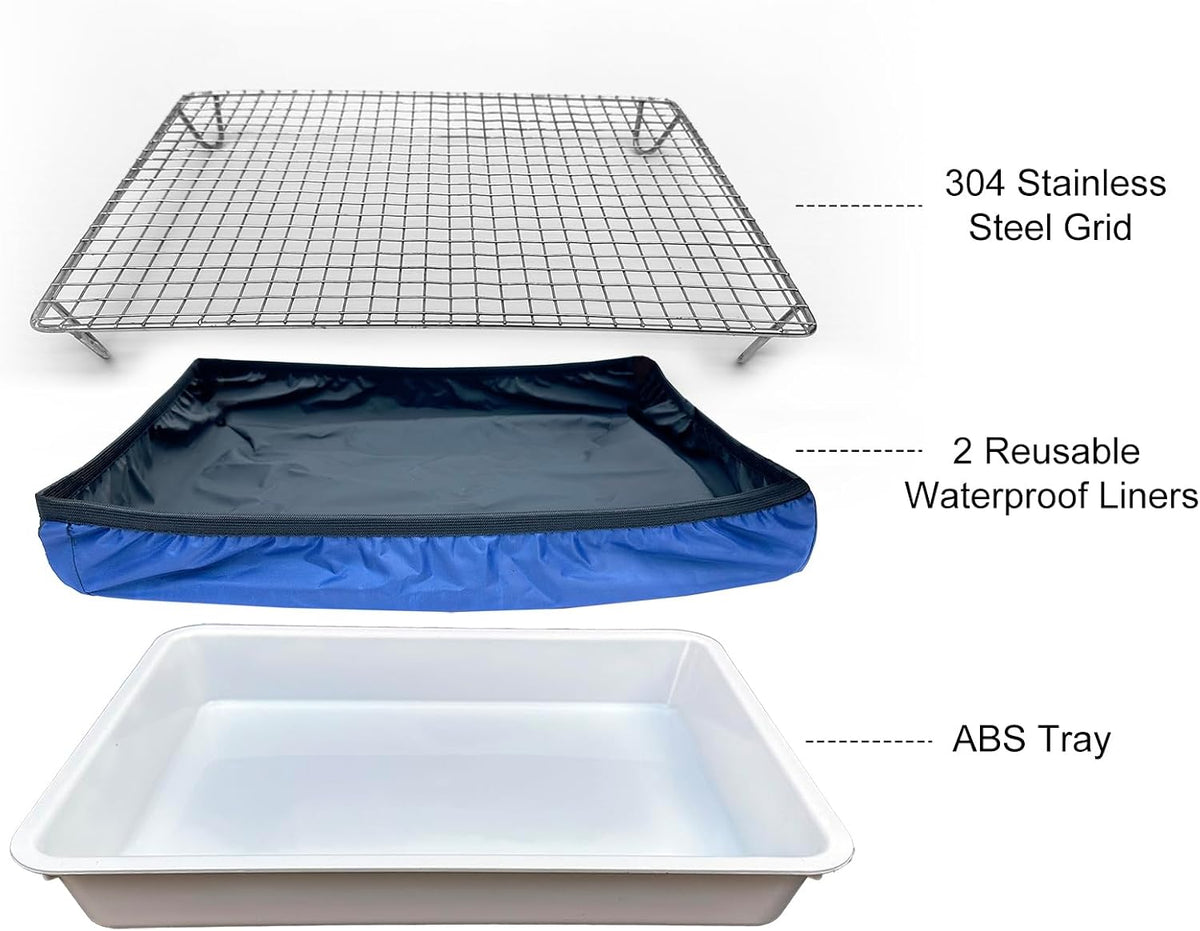 Guinea Pigs Litter Box with Stainless Steel Grid & 2 Reusable Liners – Daily Care for Small Pets - image 4