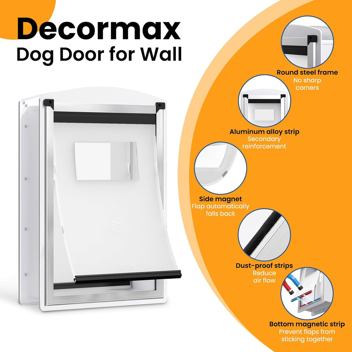 Cat Door for Wall, Energy Efficient Pet Entry Door – Essentials for Cats - Medium - image 3