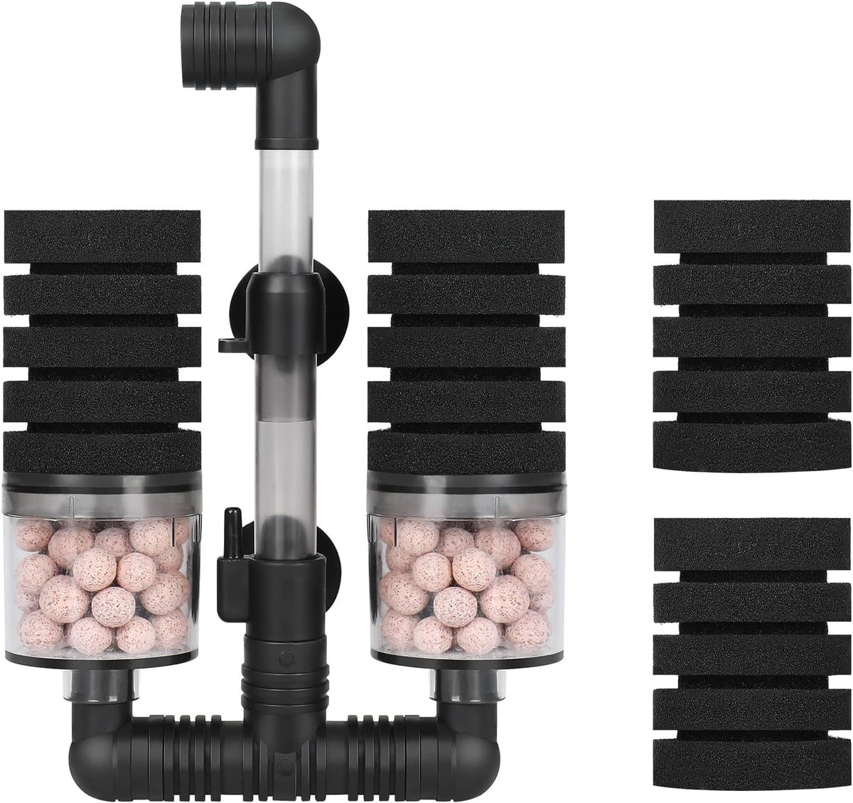 AQUANEAT Aquarium Air Powered Sponge Filter with Ceramic Media Balls - Small