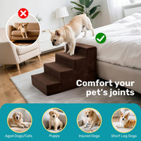 Dog Stairs for Bed, Extra Wide 4-Step Dog Steps for High Bed - Brown / 4 Steps - image 4