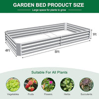 Land Guard 2 Pack 8×4×1ft Galvanized Metal Raised Garden Bed, Metal Planter Kit Box Outdoor for Deep-Rooted Vegetables, Flowers, Green and Herbs…
