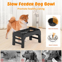 URPOWER Raised Dog Bowls 4 Height Adjustable Elevated Bowl Stand – Essentials for Dogs - Matte Black - image 3