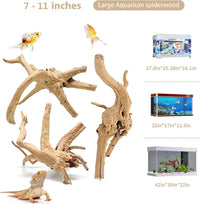 WDEFUN 3 PCS Natural Driftwood for Aquarium Decor Fish Tank - Spiderwood （7-11 inch pack of 3） - image 2