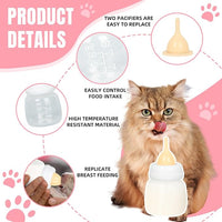 Kitten Bottles, Professional Kitten Bottle Feeding Kit, Nipple&Feeding Kit for Kittens and Puppies, Reusable Newborn Kitten Supplies, Suitable for Feeding Kitten, Puppy, Rabbit