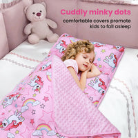 Kids Nap Mat Portable Slumber Bags with Removable Pillow and Blanket - Hope Unicorn - image 4