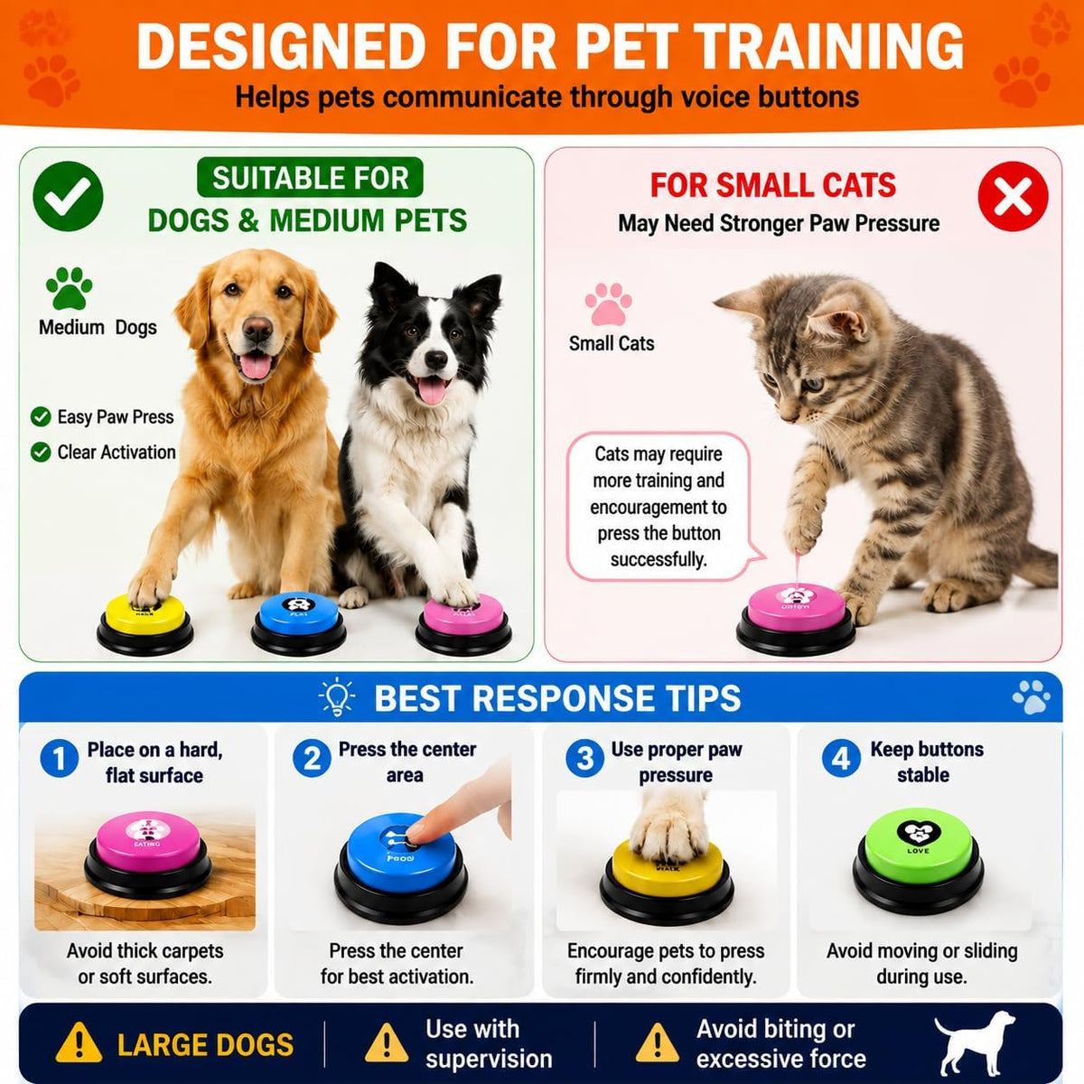 Dog Buttons for Communication, 10 Color - 10 colors,16 pcs - image 4