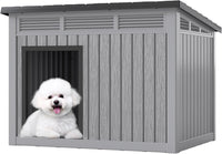 Fancyango Outdoor Dog House for Large Dogs - Grey / 32.1" L x 25.1" W x 24" H