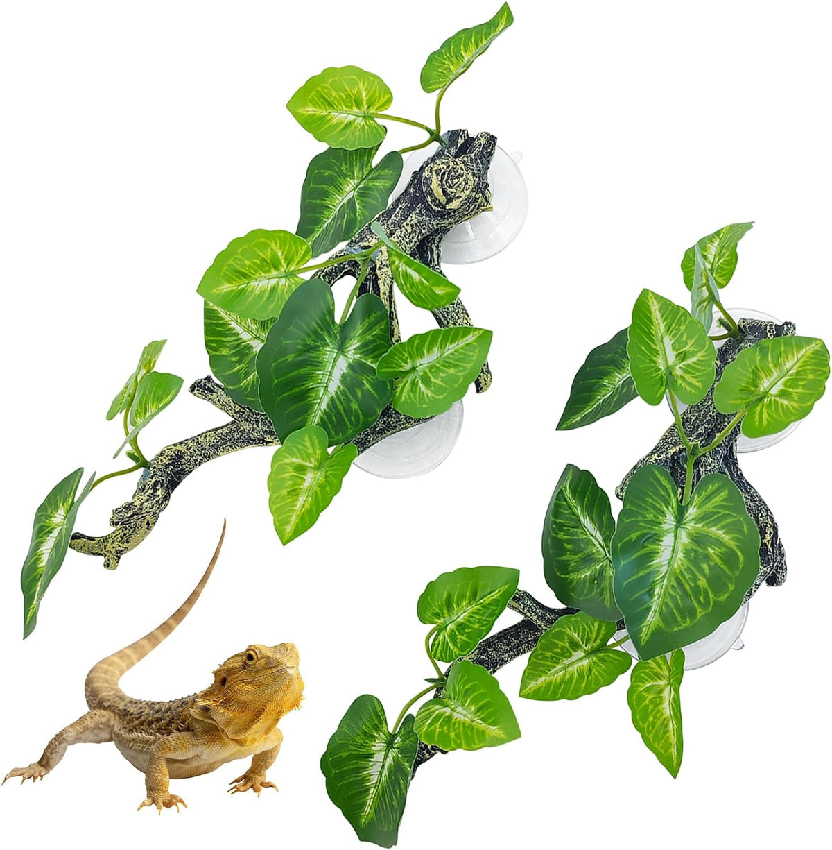 2 PCS Reptile Corner Branch - Green With White