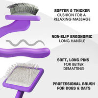 Dog Slicker Brush for Dogs Grooming Kit 5PCS Long Haired Doodles – Essentials for Dogs - Purple - image 2