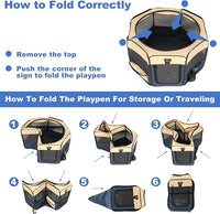 Aivituvin Dog Playpen Foldable Waterproof Pet Play Pens for Cat, Puppies, Rabbits, Chickens, Durable Portable Pet Tent for Travel Camping Indoor/Outdoor Blue XL