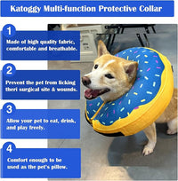 Katoggy Inflatable Dog Cone Collar for Dogs After Surgery, Soft Adjustable Blow up Donut Dog E-Collar for Small Medium Large Dog and Cats