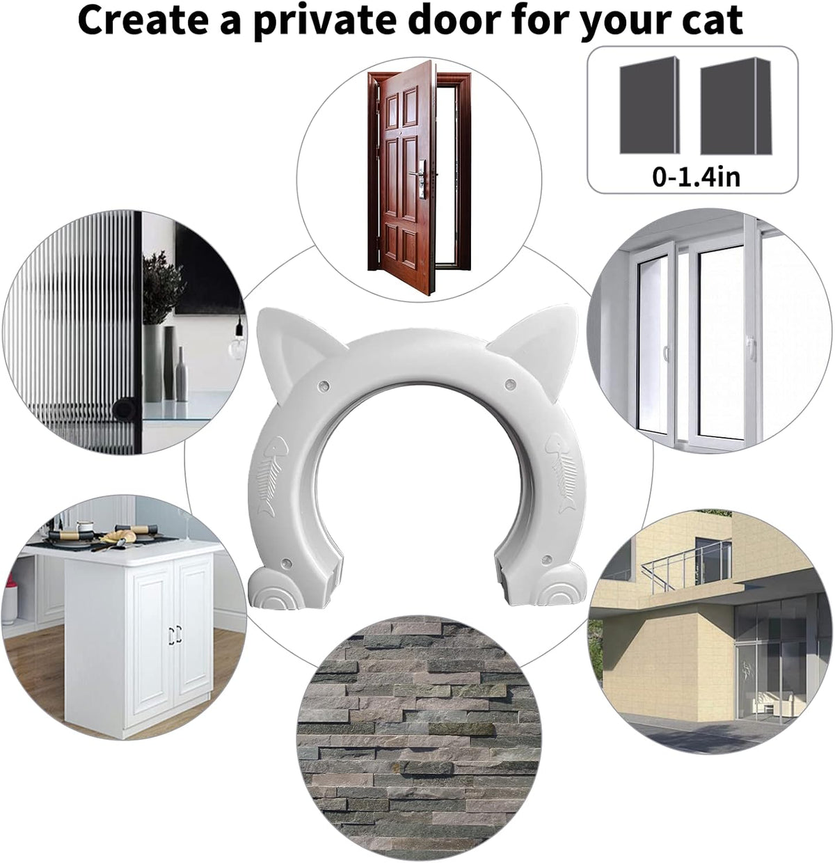 Fhiny Cat Door Interior Door - XL: 8.5" dia / White - image 4