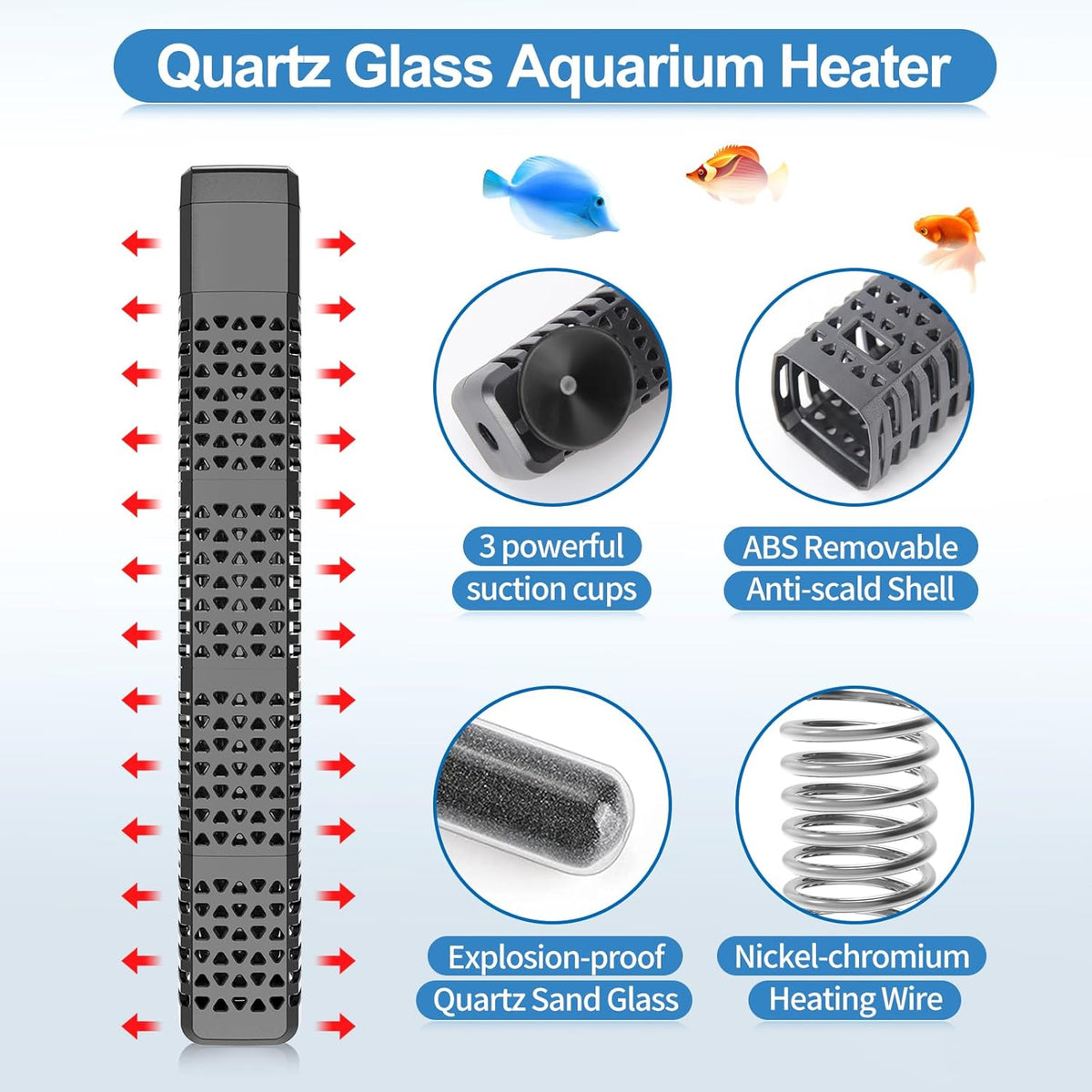 HiTauing Aquarium Heater, Upgraded 300W/500W Fish Tank Heater with Intelligent Leaving Water - 500W for 75-135 Gallon - image 4