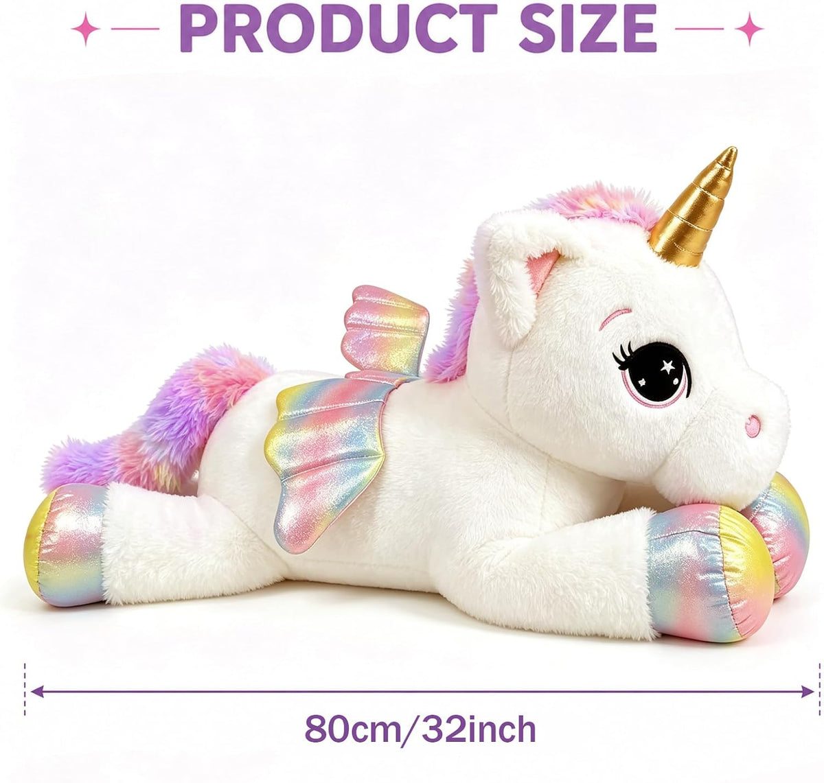FFxiong 44 Inch Giant Unicorn Stuffed Animal Pillow - White / 32 Inch - image 3