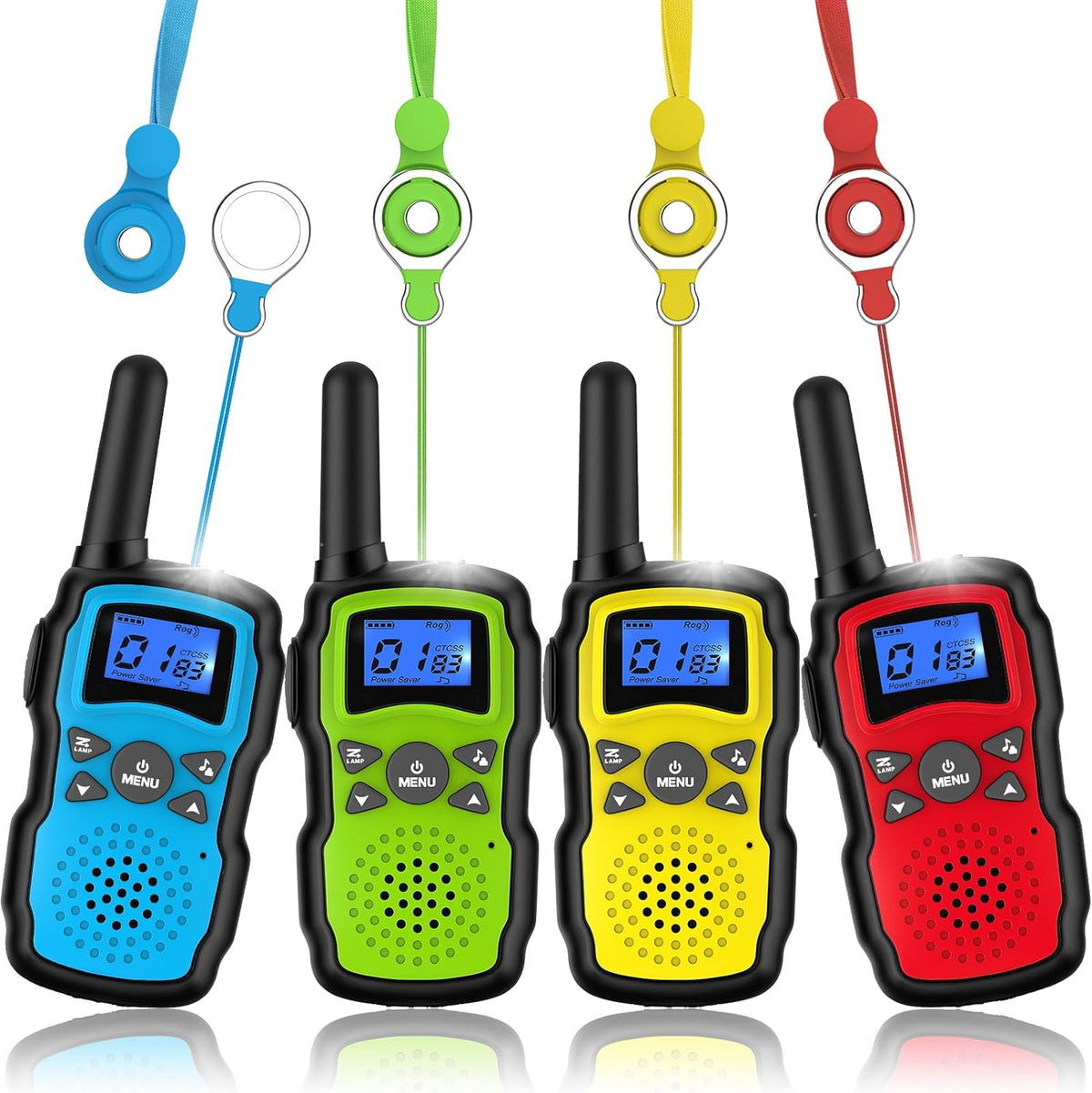 Wishouse Walkie Talkies for Kids 4 Pack - Red Blue Yellow Green