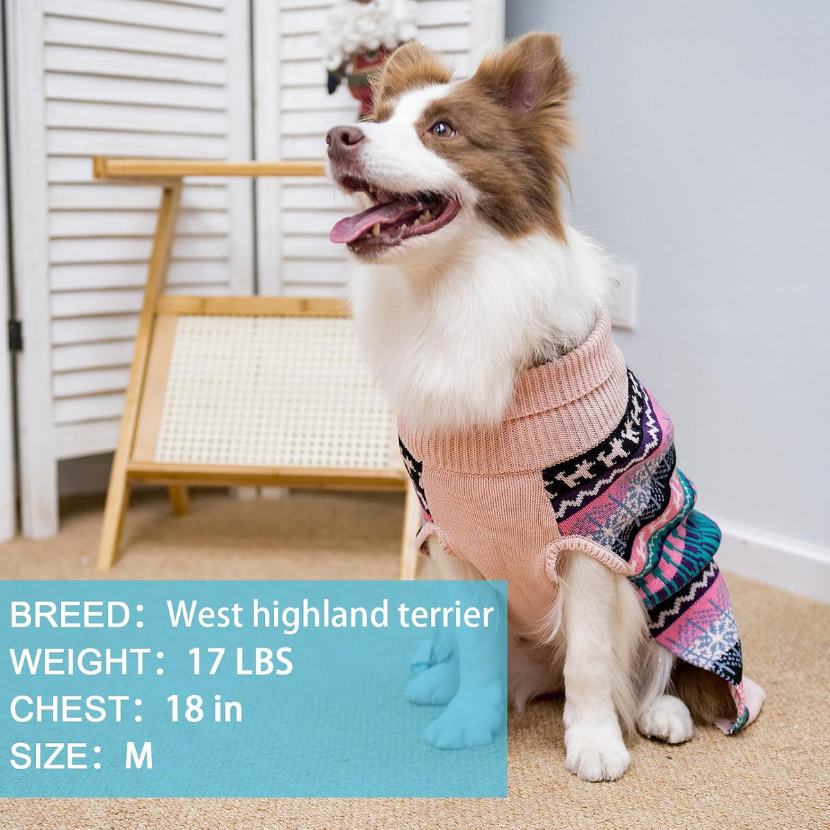 Dog Sweater - Winter Coat Apparel Clothes with Colorful Stripes for Cold Weather – Essentials for Dogs - Large / Pink - image 3