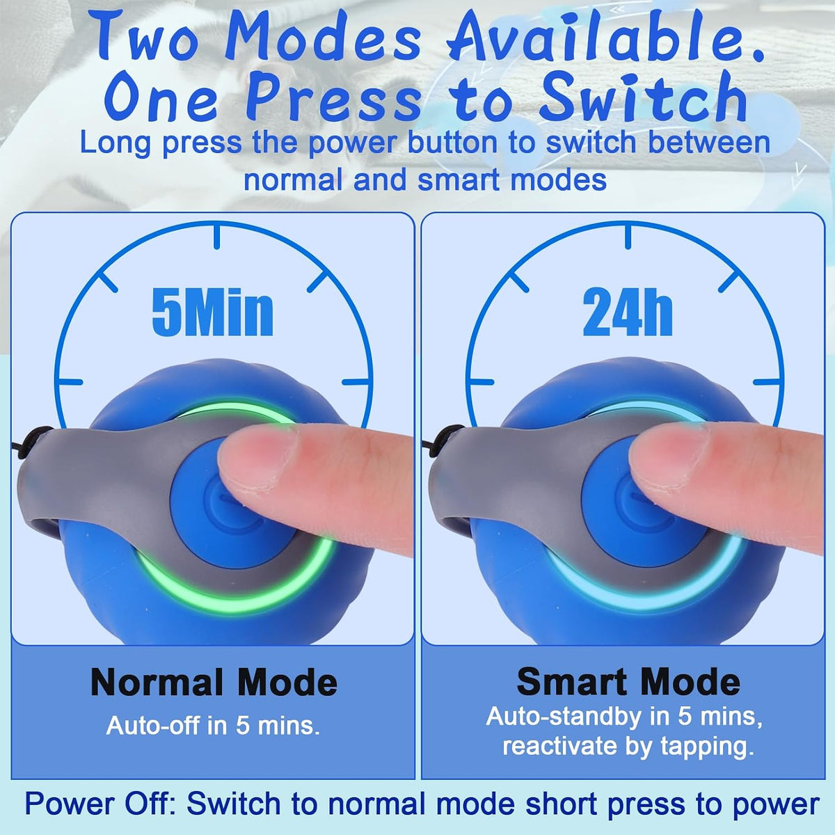 Interactive Cat Toy Ball - Automatic Interactive Cat Toys for Indoor Cats with 3 Tails, 2 Speeds - 2 Pack Blue - image 3