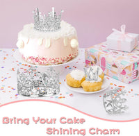 COIDEA gold crown cake toppers in four sizes with crystals and pearls - view 7