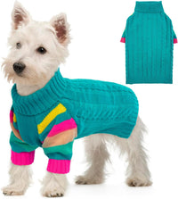 Green turtleneck pullover dog sweater with sleeves in size S