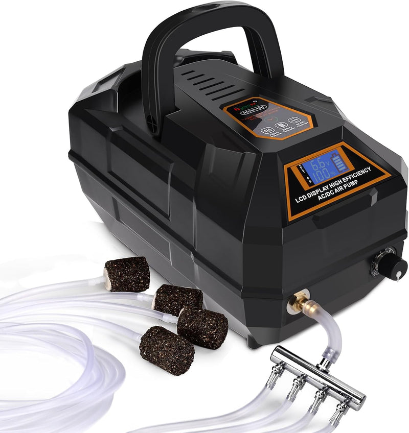 hygger Rechargeable Aquarium Pond Air Pump - 238GPH(15L/Min)