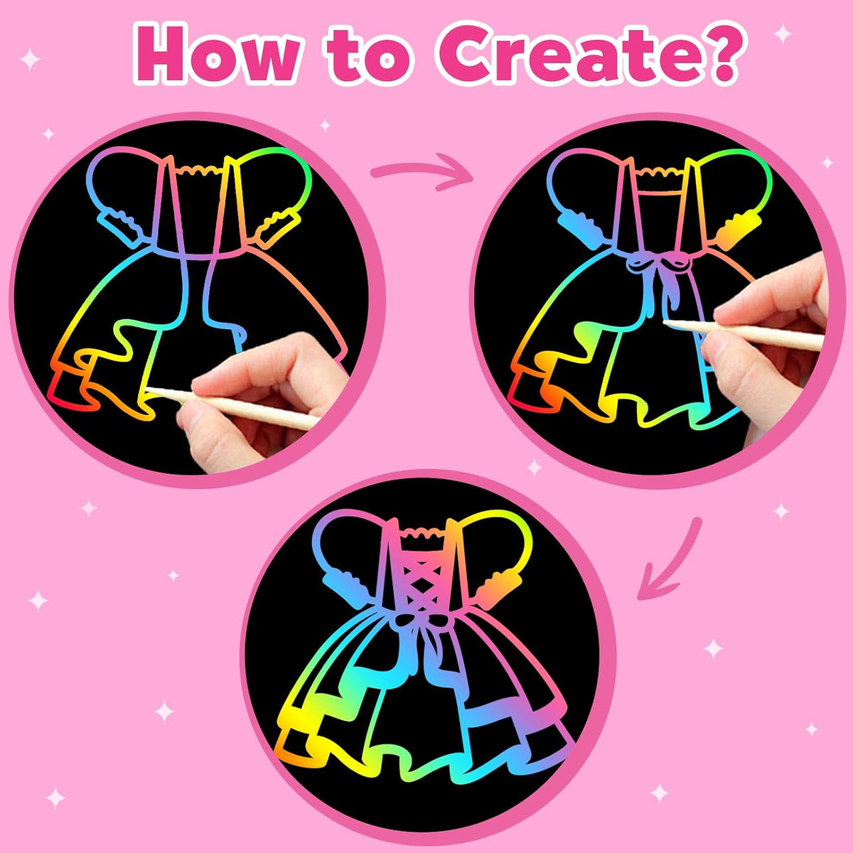 ZMLM Scratch Paper Art-Crafts Gift: 2 Pack Rainbow Notebooks Supplies - ‌hot Pink - image 3
