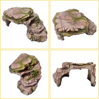 Turtle Basking Platform,Resin Bearded Dragon Basking Platform Reptile Habitat Cave Climbing Ramp - hideout / Yellowish-brown - image 3