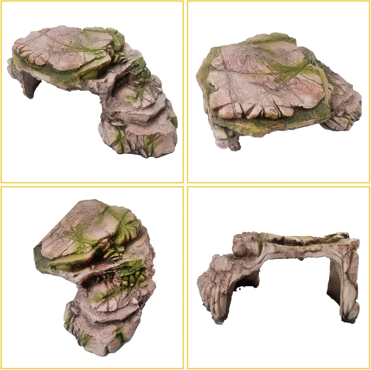 Turtle Basking Platform,Resin Bearded Dragon Basking Platform Reptile Habitat Cave Climbing Ramp - hideout / Yellowish-brown - image 3