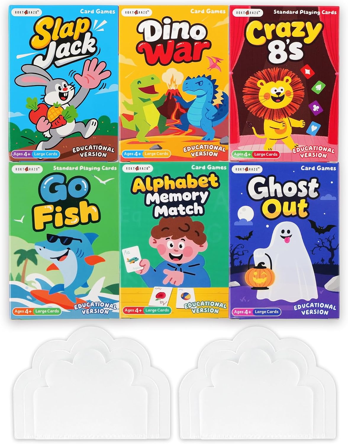 Upgraded Kids Card Games Pack, 6 Decks, Go Fish, Old Maid - Educational (Large Cards)