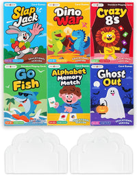 Upgraded Kids Card Games Pack, 6 Decks, Go Fish, Old Maid - Educational (Large Cards)