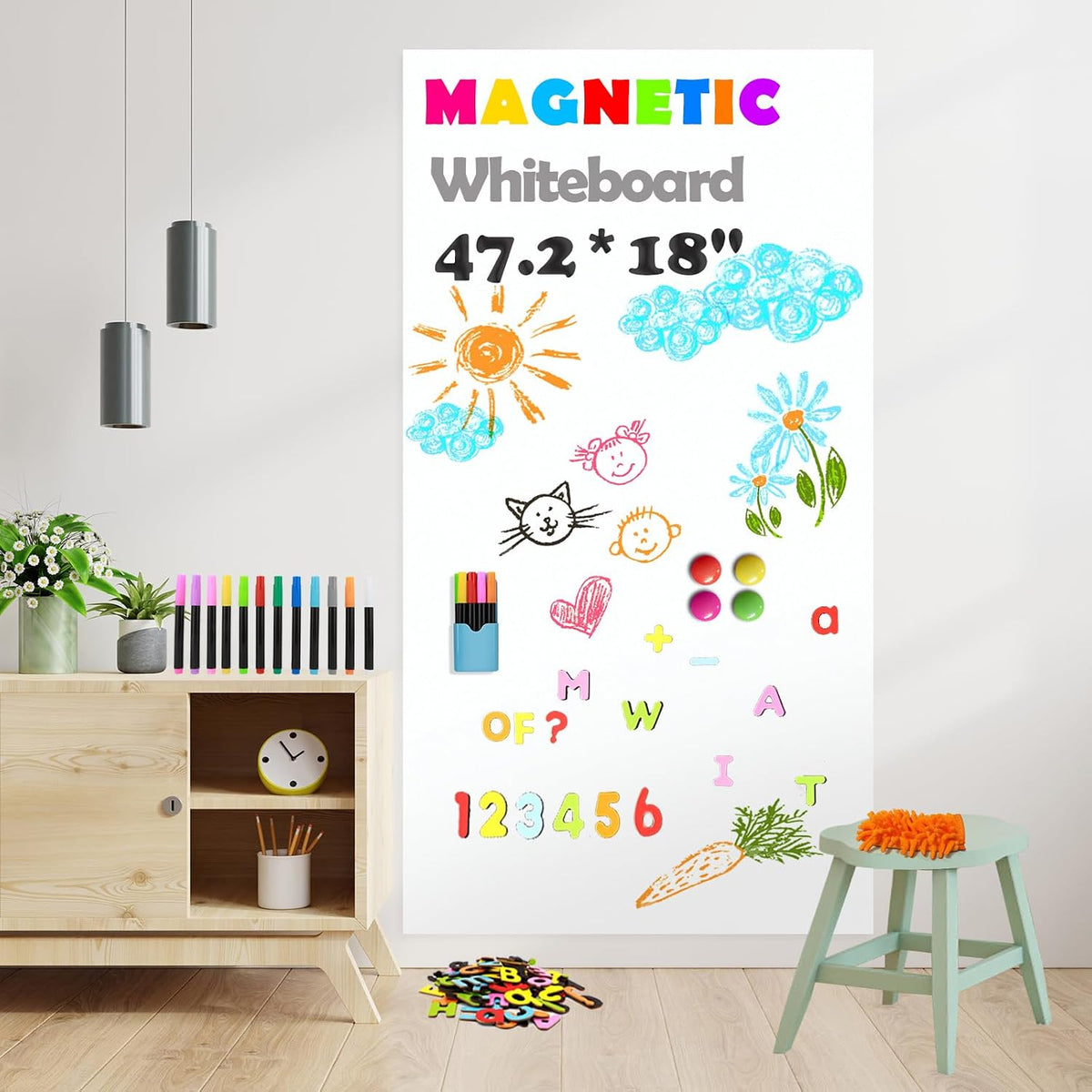 Magnetic Whiteboard Contact Paper - White 1pc / 47.2"W x 18"H