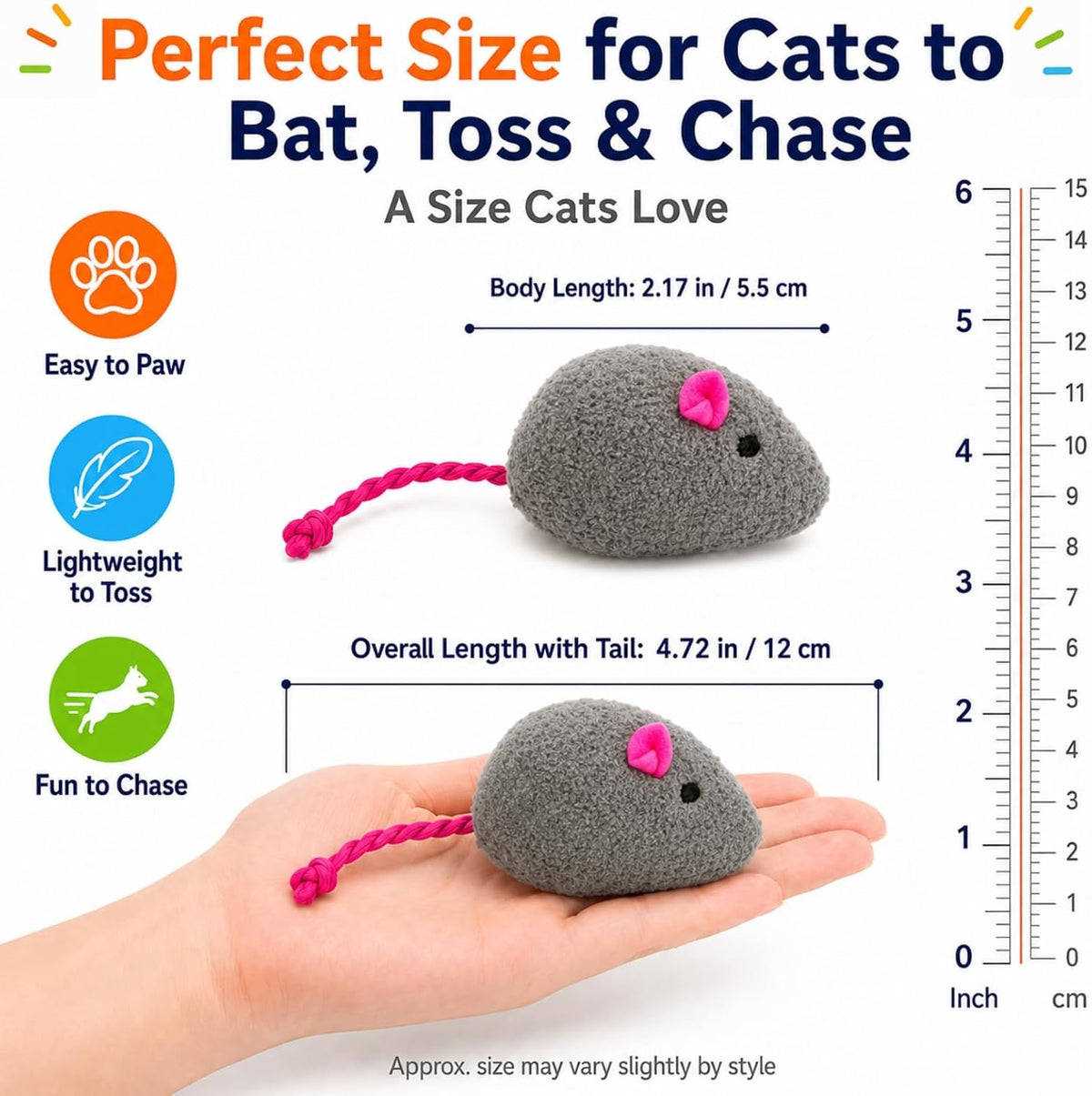 20-Pack Catnip Mouse Toys, Assorted Colors - image 4