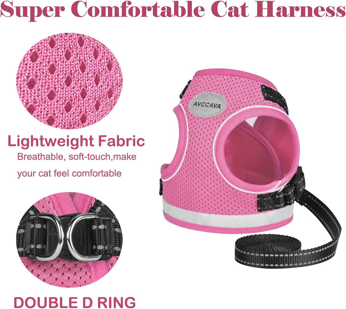 Cat Harness and Leash Set - Pink / S (Chest: 9" - 11") - image 4