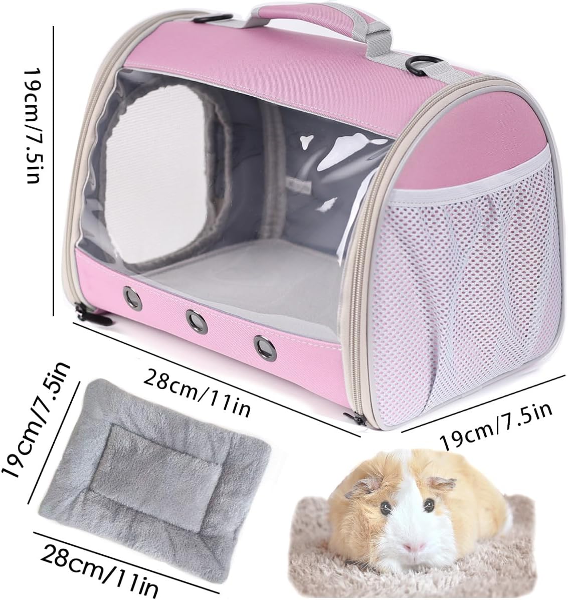Bearded Dragon Travel Carrier Backpack, Lizard Backpack Carrier - Pink / TPU Carrier+MAT - image 2