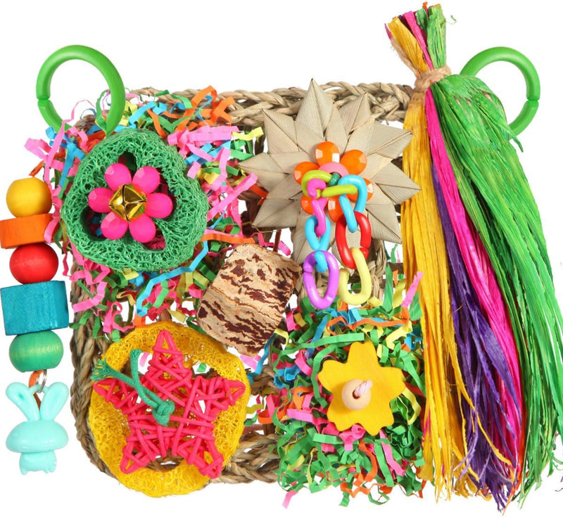 Bird Toys, Parakeet Toys Bird Foraging Toys Grass Mat Climbing Wall - Warm Sun