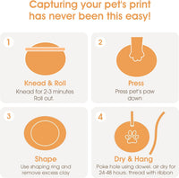 Pearhead Pet Paw Print Keepsake Ornament Kit, No-Bake Clay Kit – Essentials for Dogs - Silver Ribbons Pawprint Keepsake / 1-Pack - image 3