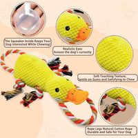 Tug of War Dog Toy, Squeaky Dog Toys Interactive Duck Puppy Toys – Essentials for Dogs - Yellow Duck - image 3
