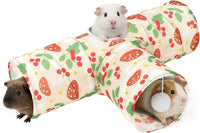 Guinea Pig Tunnel Hideout 3-Way Collapsible Small Pet Tubes - Cherry