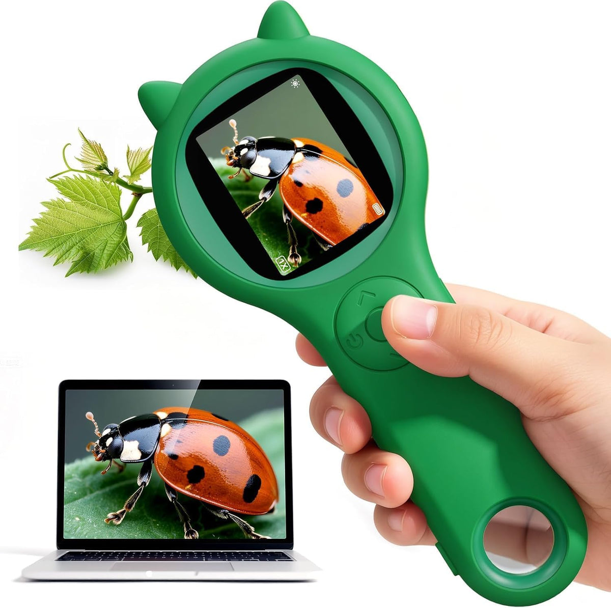 Kids Microscope, 500X Digital Magnifying Glass, Explore STEM Toy - Green / 1 Pcs